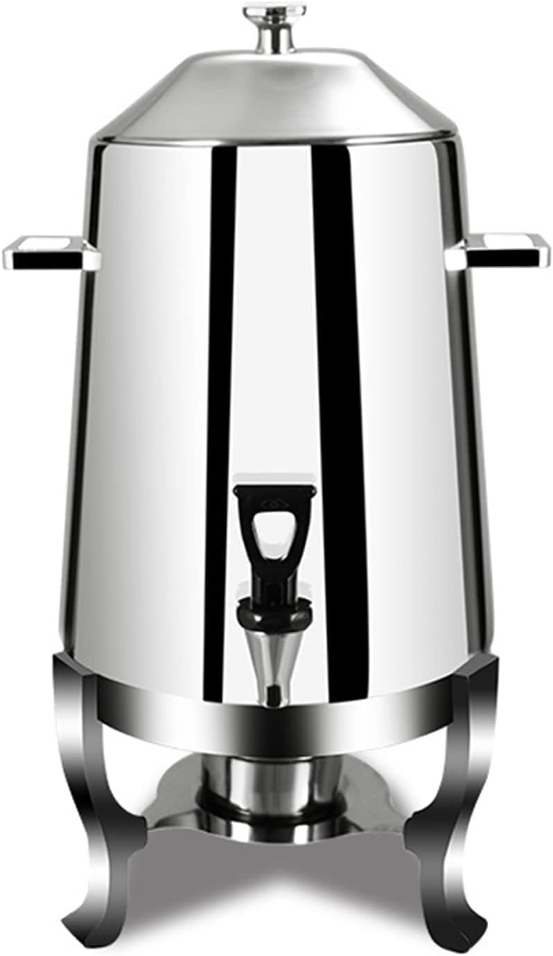 HCZKIUJY Commercial Cold Drink Machine, Stainless Steel Coffee Urn with Leak-Proof Spigot, 13L Hot Beverage Dispenser Dual Handle, Base And Lid (Silver)