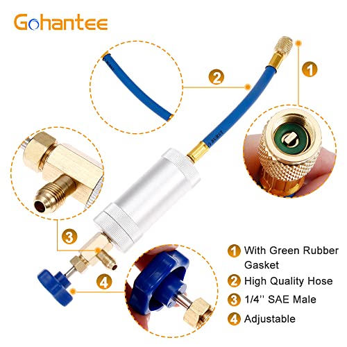Gohantee R12 AC OIL DYE INJECTOR For R134A R22 2Oz A/C Air Conditioning Injection Tool Female 1/4 Inch Sae X Male 1/4 Inch Sae thumb #1