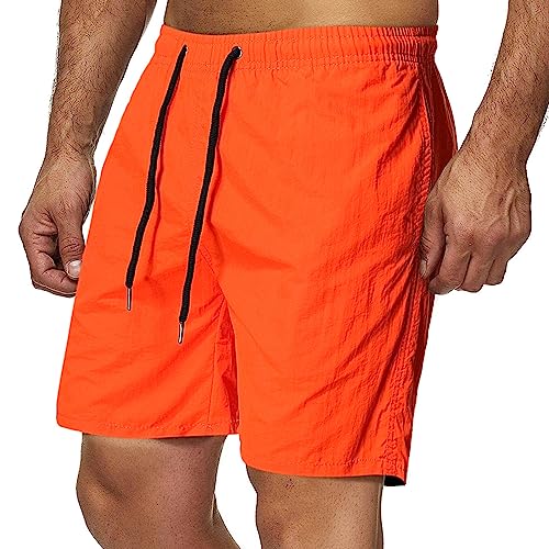 JEsilunmaMY Men's Quick Drying Swim Trunks Elastic Waist Summer Drawstring Beach Shorts Solid Color Swimming Bathing Suits