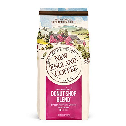New England Coffee Donut Shop Blend Light Roast Ground Coffee, 11oz Bag (Pack of 1)