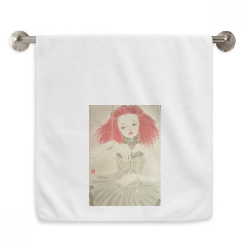 Serviette aquarelle diadème de style chinois blanche en coton moelleux 13x29 pouces