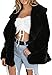 Womens Lapel Faux Fur Jackets Casual Open Front Cardigan Coats Lightweight Warm Long Sleeve Winter Outwear Jacket (Black,Large)