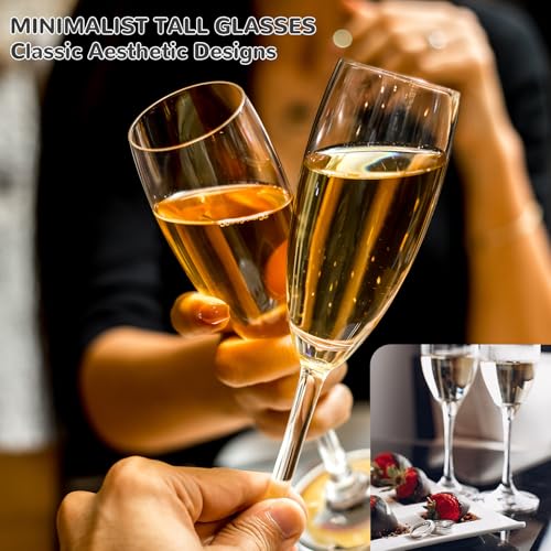 MYKAGS Set of 6 190ml Champagne Flutes Crystal Prosecco Glasses, Elegant Durable Design Smooth Polished Edges Enhance Tasting Experience for Champagne Cocktail - Image 6
