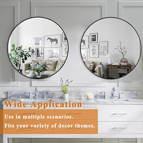Neutype Round Mirror 28Inch Circle Wall Mirror Metal Framed Wall Mirror Large Hanging Decorative Mirrors For Wall Bathroom Bedroom Living Room (Black, 70Cm) #TOP5