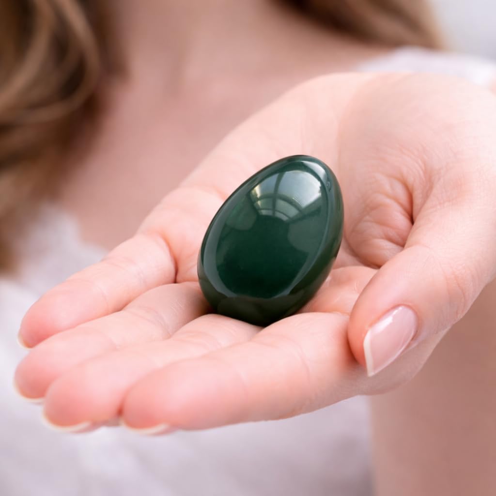 Huevo de jade de nefrita genuino, sin perforar, para ejercicios de Kegel para entrenar los músculos del suelo pélvico y para la curación con cristales en la meditación, por Polar Jade