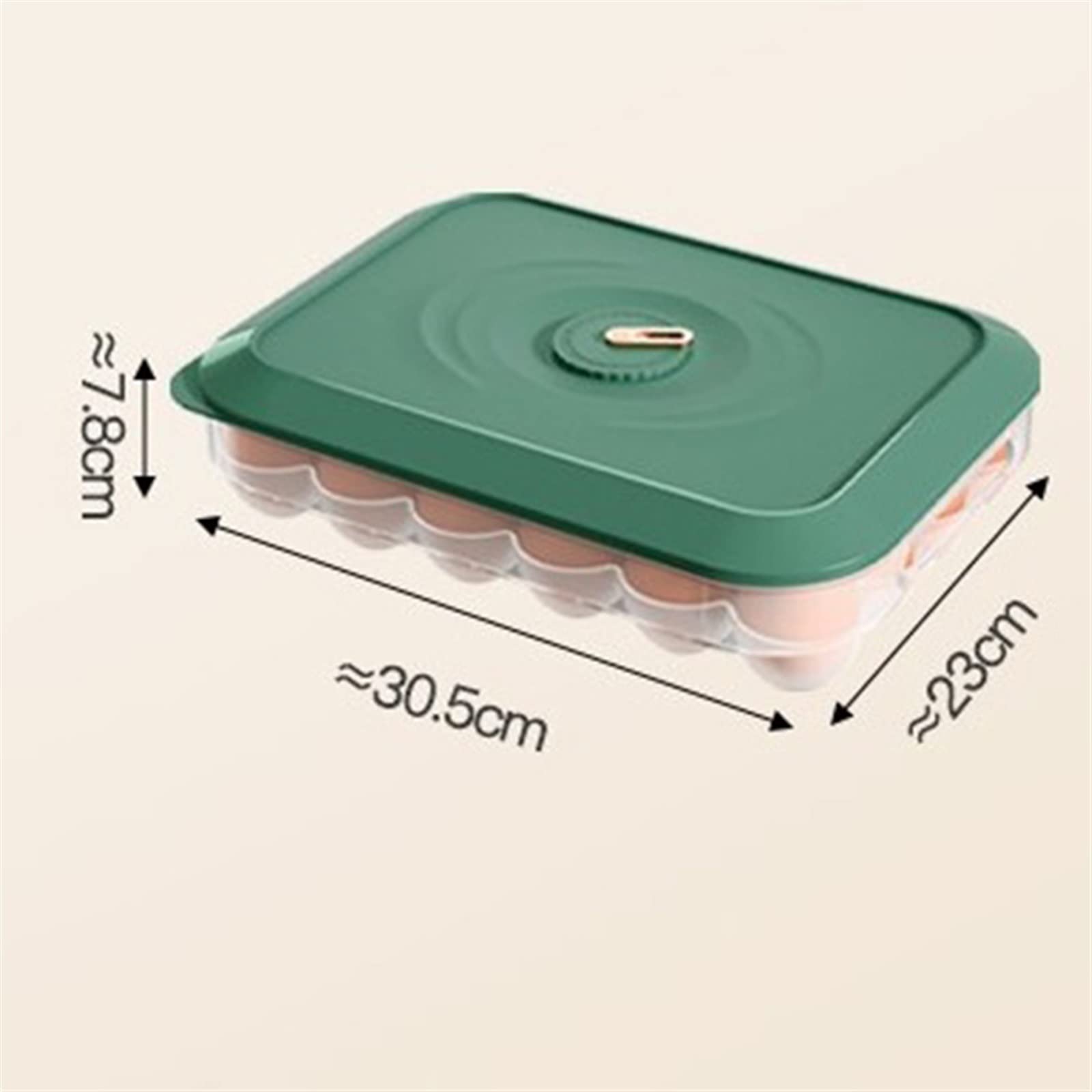 Eierablage aus Kunststoff, Grüne Eier-Aufbewahrungsbox mit Deckel, 24 Gitter for Kühlschrank und Gefrierschrank