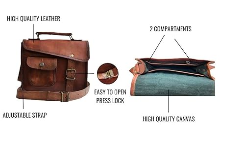 11" Small Leather Messenger Bag Shoulder Bag Cross Body Vintage Messenger Bag For Women & Men Satchel Man Purse Competible With Ipad And Tablet #TOP5