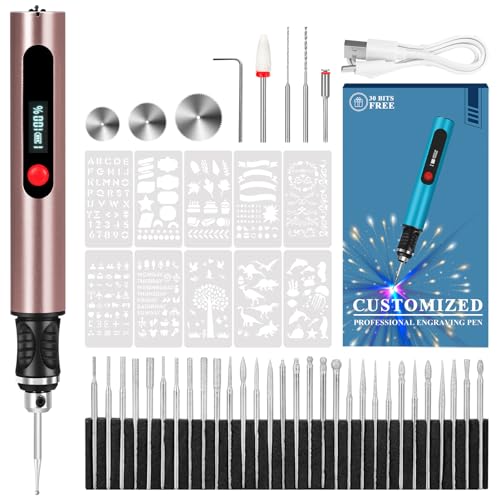 Kaibced Engraving Pen for All Materials, Ultimate Cordless Portable Tool for Artists & DIYers, Portable Rotary Engraver Machine for Jewelry Wood Glass Stone Carving - Engrave 60+ Surfaces (Red Brown)