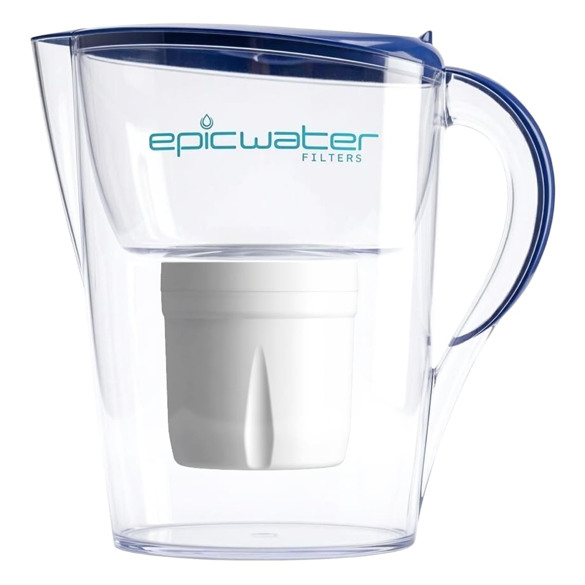 Epic Water Filters Pure Filter Pitchers for Drinking Water, 10 Cup 150 Gallon Filter, Tritan BPA Free, Reduces Fluoride, Chlorine, Lead, Forever Chemicals (Navy Blue XP)