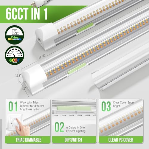 Image of Dimmable LED Shop Lights 4FT,30W 4500LM,6CCT Tunable,Plug-in Garage Lights