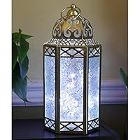 Casa Moro Marokkaanse kandelaar Aladin blauw zilver van metaal en glas | romantisch kaarslicht | tafeldecoratie feest | kandelaar van Marrakesh | L1711