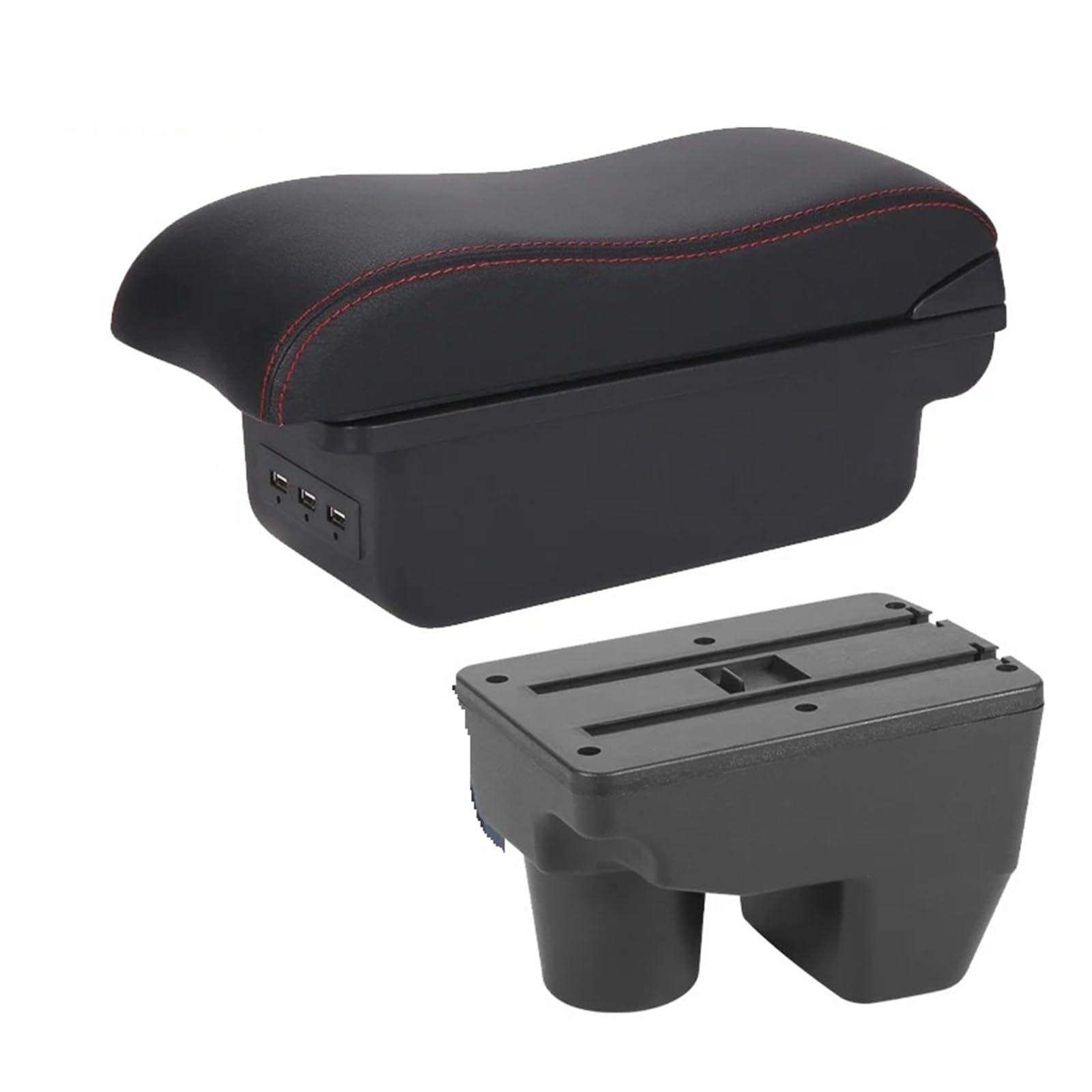 GBGWRMRYX Center Armrest Box For Yaris For 2021 2022 2023 2024 Car Armrest Box Storage Box Retrofit Parts Interior Accessories Arm Arm Rest(B1 Black red 3USB)