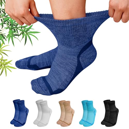 Best Socks for Chemo Patients: Comfort & Style 14 CaiDieNu Bamboo Viscose Diabetic Socks: Non Binding Wide Hospital Ankle Socks for Women Men Elderly Pregnant Edema 5 Pairs Mixed Colors Medium