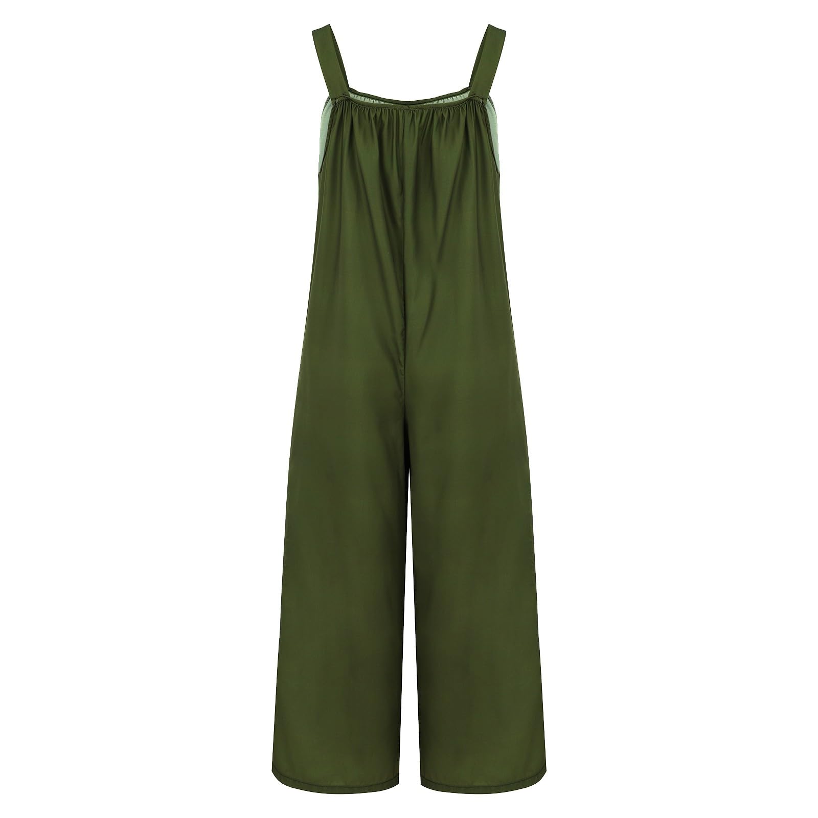 Peto largo de pierna ancha para mujer, mono de muselina de lino, ligero | Und,Luftig,Jumpsuit,Einfarbige,Boho,Trägeroverall,Flowy,Stoffhose,mit,Taschen,Romper,Für,Strand,Urlaub