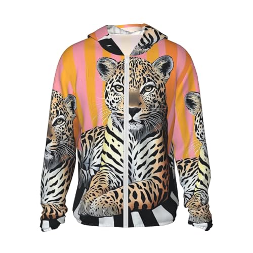 Women's UPF 50+ Sun Protection Hoodie Striped Leopard Sun Shirt Long Sleeve Fishing Shirts for Men Jacket