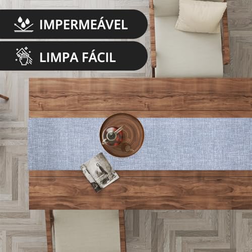 1 Caminho Trilho Mesa Impermeável PVC Florença Azul C 42x140
