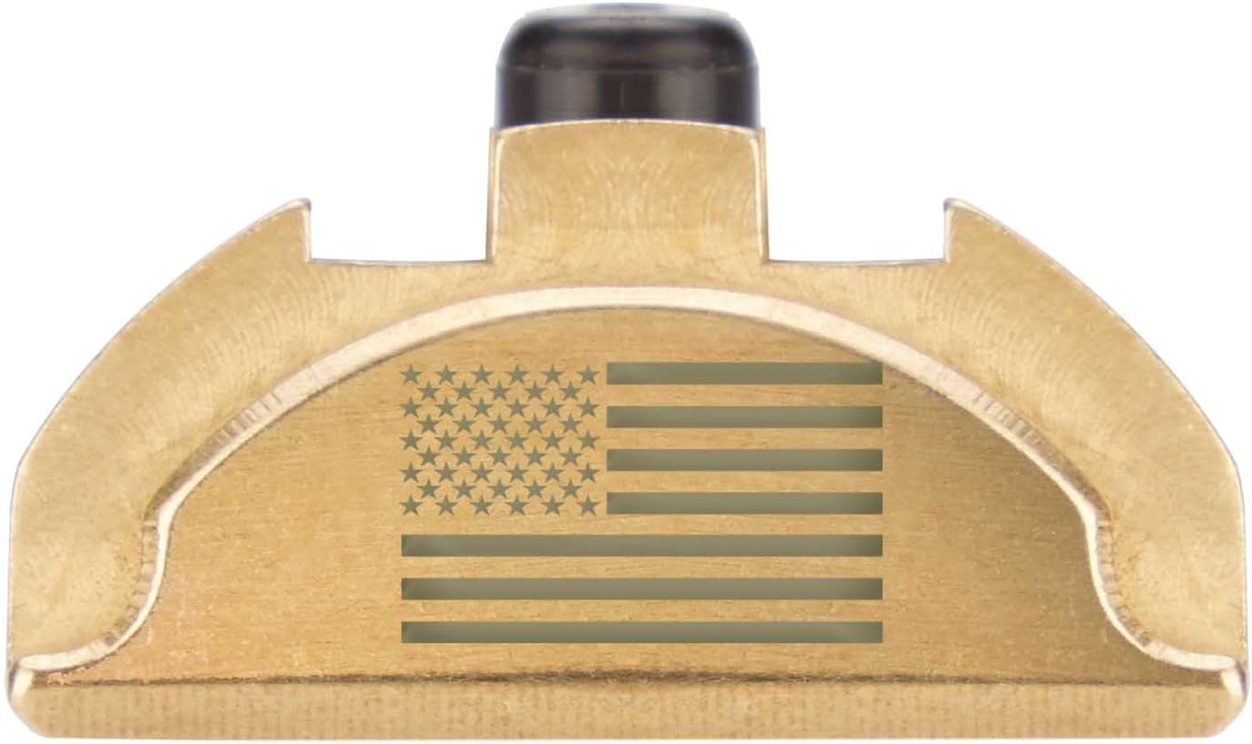 NDZ Performance Solid Brass Grip Frame Plug for Glock 17 19 22 23 24 31 32 34 35 37 38 45 – Gen 4-5 – 9mm .40 .357 .45 – Fits w/Factory Backstrap, Color Filled Engraving - Made in USA