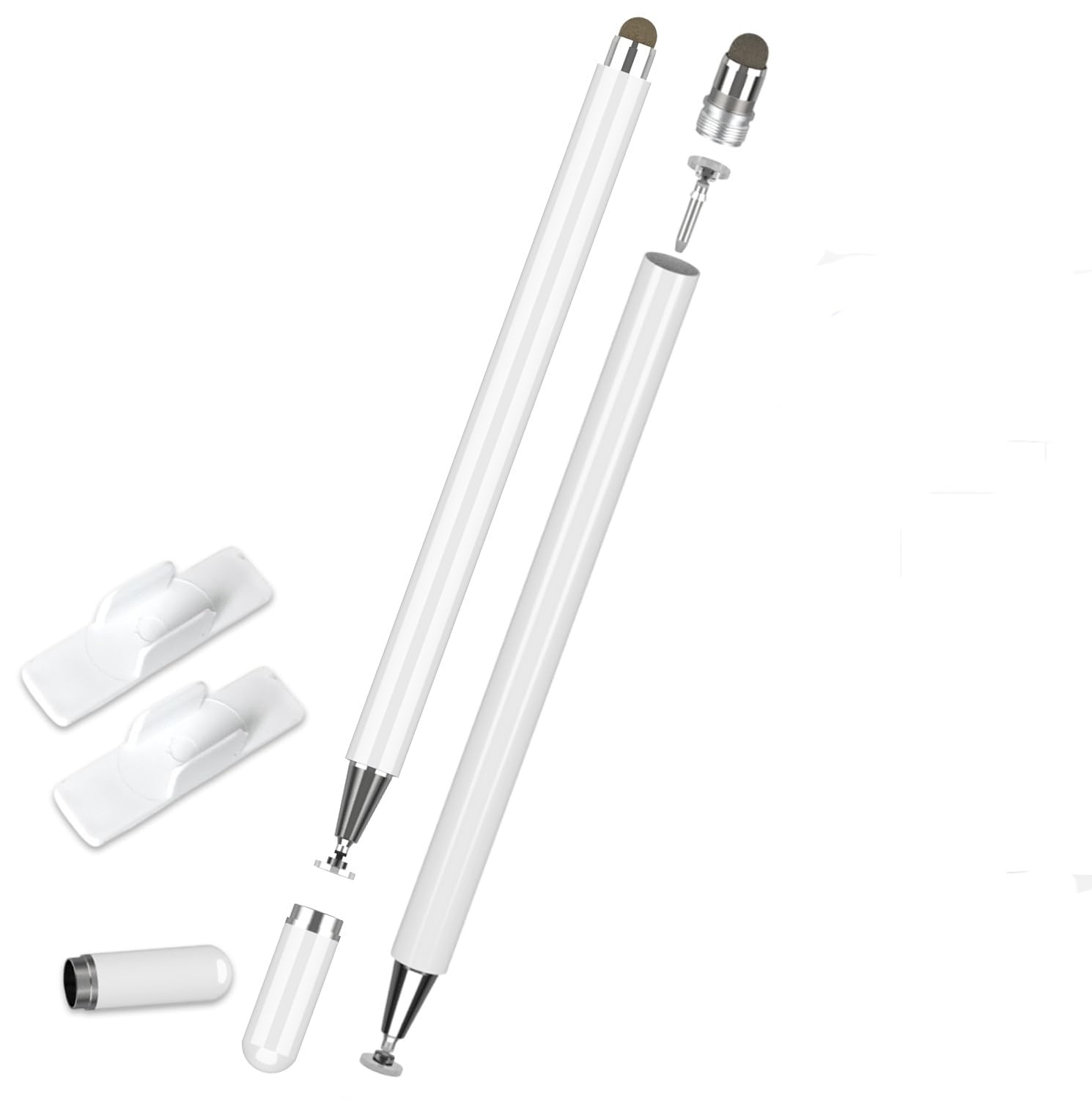 Stylus Pen for Skylight Calendar 15 inch & 27 inch, Dual Tip with Mesh and Disc Tips, 2 Spare Replacement Disc Tips, Writing Pen with Mount Holder for Skylight Calendar Accessories (2*White)-image-23