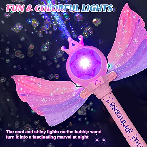 image for Britik Bubble Wands for Kids Girls - LED Light & Music Bubble Machine: