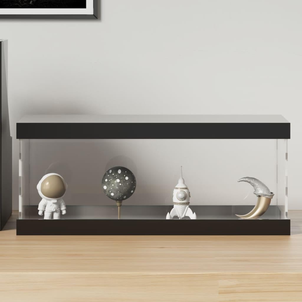 Vetrina antipolvere in plastica acrilica, 14 x 14 x 22 cm, con coperchio nero e fondo, scatola acrilica trasparente per la presentazione di oggetti da collezione
