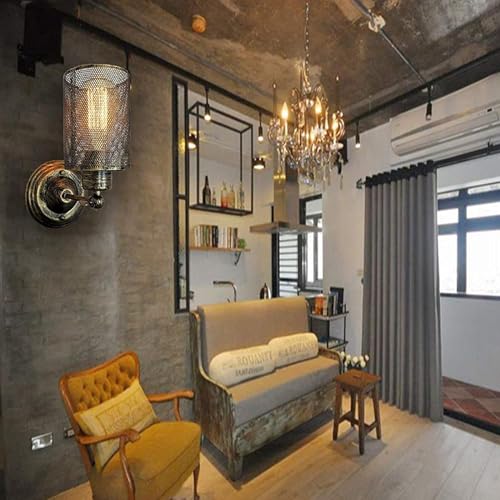 Pantalla de malla ajustable en este aplique de pared industrial vintage para interior 3