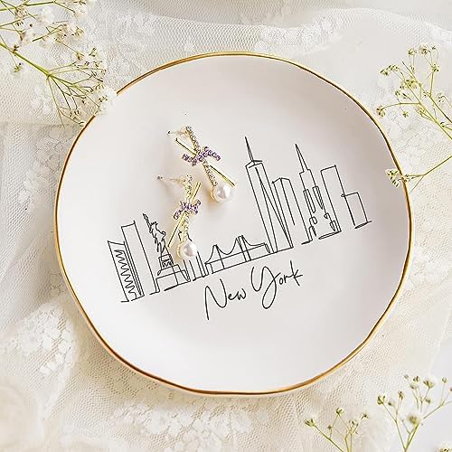 COLLECTIVE HOME - Skyline Jewelry Dish, Ceramic Trinket Dish, Lan...