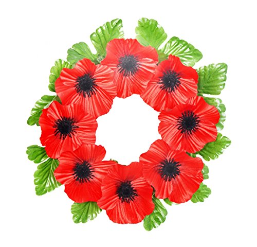 Artificial Red Poppy Wreath - 25cm Diameter with 8 Flowers - Remembrance Day
