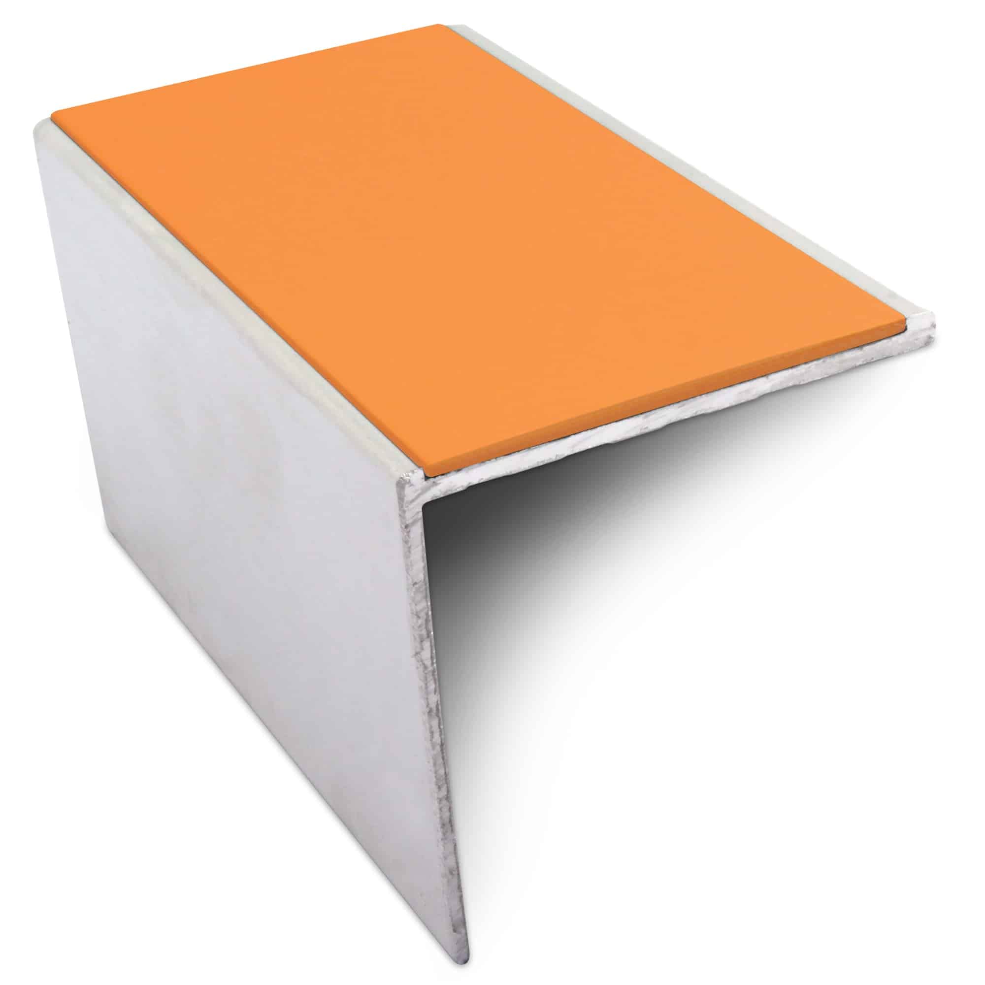 NSL19 56 x 55mm DDA Compliant Aluminium Non Slip Stair Nosing Edge Trim with PVC Insert - Tangerine, 2.77m — image 1