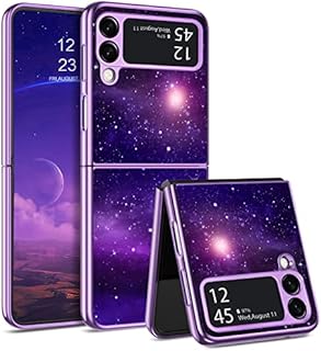 DOMAVER Samsung Z Flip 3 5G Case Slim Fit Glow in The Dark Hybrid Shockproof Hard PC Soft TPU Bumper Protective Girls Women Boy Men Cases Cover for Samsung Flip 3 5G 6.7 Inch Purple Nebula