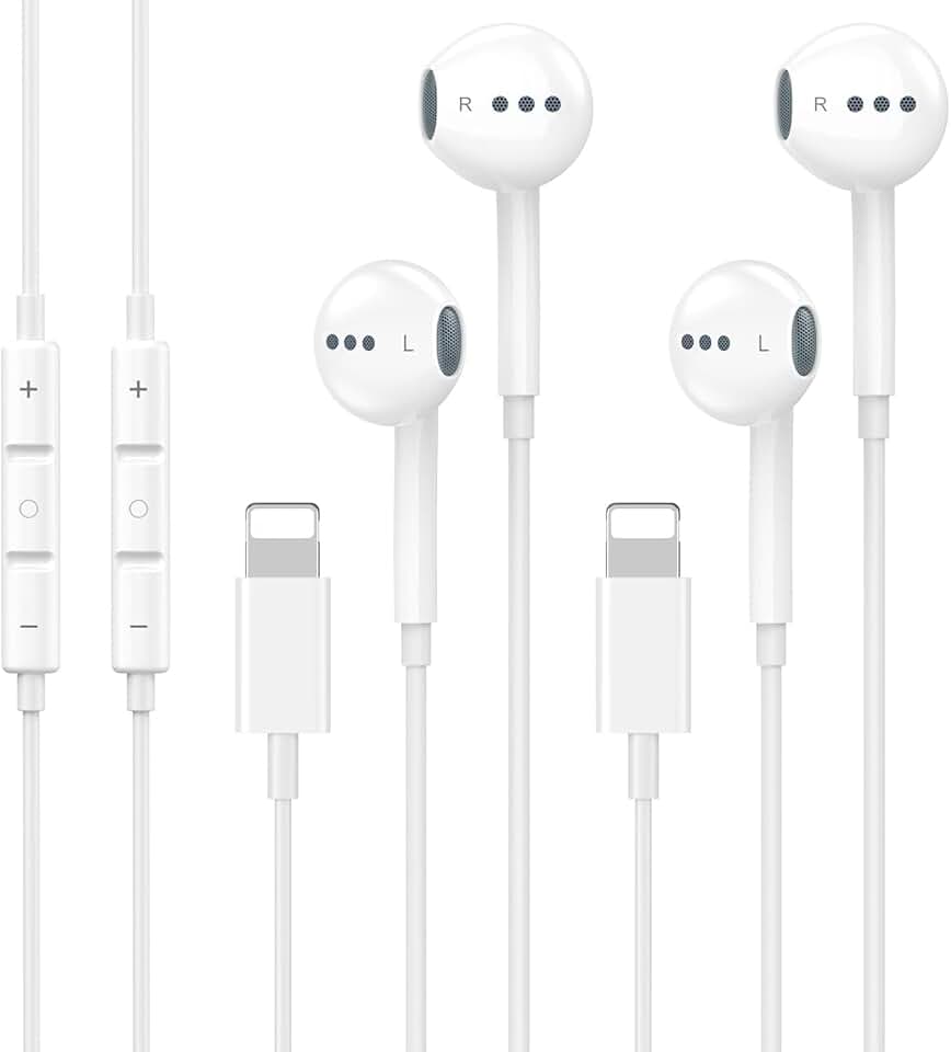 Fones de ouvido com fio Plug and Play para iPhone com microfone integrado e controle de volume, fones de ouvido estéreo HiFi com redução Nosie compatíveis com iPhone 14 13 12 11 Pro Max XS XR X 8 7 6