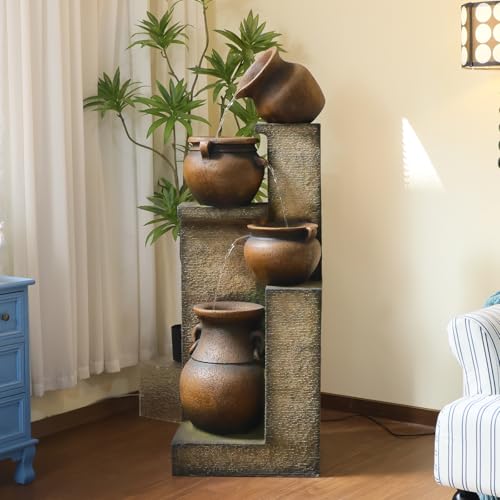 Image of Resin Outdoor Water Fountain 4-Tier Jar Waterfall