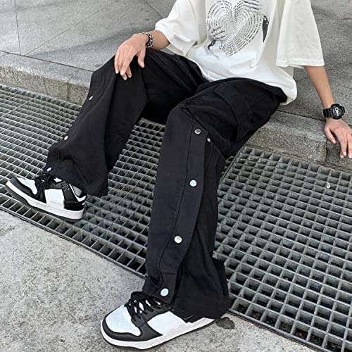 Linsennia Gothic Cargo Pants with Pockets for Men Women Girls Side Slit Baggy Streetwear Y2K Pants2
