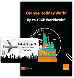 Orange Holiday Worldwide 14 Days Prepaid SIM Card Combo Deal Official Authorized Internet Data in 4G/LTE (Data tethering Allowed) + 1 Sim Card Holder + 1 Pin (Asia America Europe)…