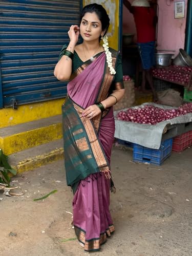 Image of South Cotton Gadwal Saree for Women | Celebrity Inspired Traditional Ethnic Wear | Chettinad & Kalyani Cotton Sarees | Soft Cotton Saree with Blouse Piece