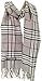100% Authentic Real Cashmere Super Soft Gray Plaid Scarf - Unisex (Men/Women) - 12" x 72" long scarf - Lightweight - Cheapest Real Cashmere Scarf - Great Gift / Present