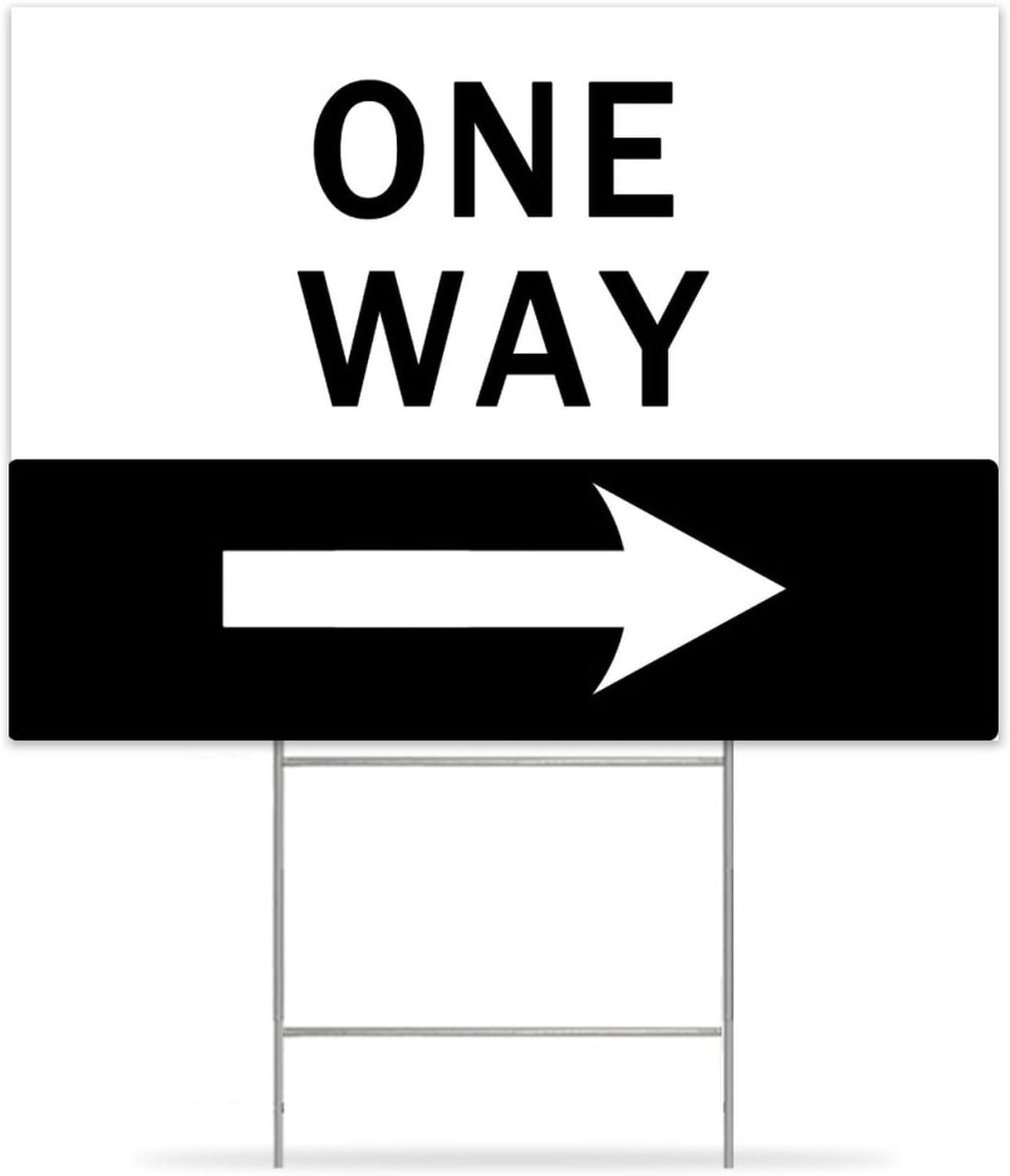 Outside Caution Yard Signs One Way Right Arrow Waterproof Corrugated Plastic Notice Yard Sign with H-Stakes Decorations for Public Places Lawn Garden Yard Home 18x24in