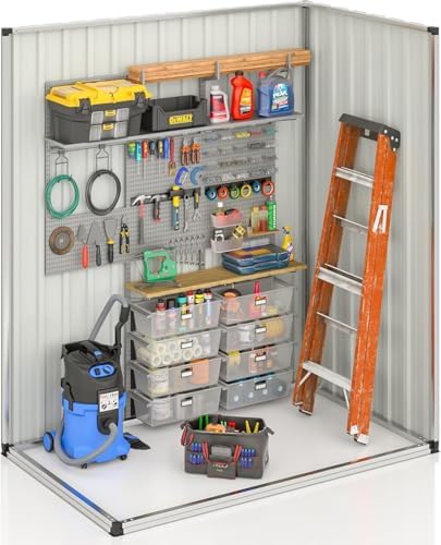 WKM 4.5x2.5フィート 屋外収納小屋 ユーティリティメタルツールストレージ ロック可能なドアと改良されたフレーム構造 裏庭用メタルガーデン小屋 パティオ芝生用 ブラック