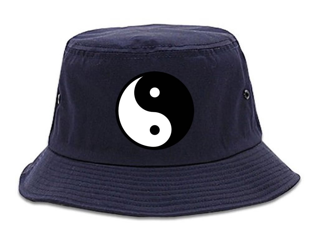 Kings Of NY Yin and Yang Chest Graphic Mens Bucket Hat Navy Blue