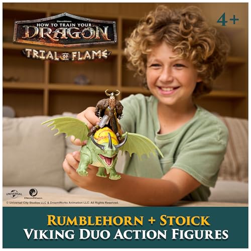 DreamWorks Dragons How to Train Your Dragon Rumblehorn & Stoick figurines duo de Vikings jouets pour enfants garçons de et plus - vue 4