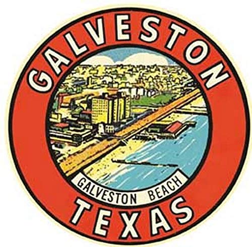 Galveston Beach Texas Vintage Decal Sticker Souvenir