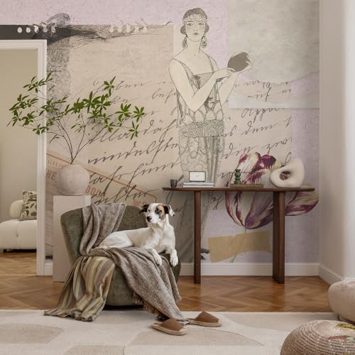 Papel Autocolante 152x104 cm Elegante Collage Nostálgico para Salón 3