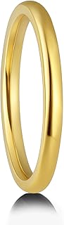 2mm 18K Yellow Gold Tungsten Wedding Bands Ring for Women and Men Dome Polished Comfort Fit Size 4-12