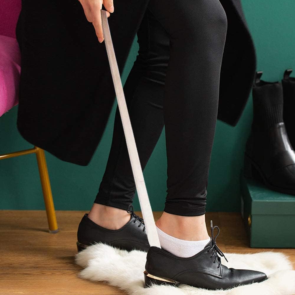 ILESOWE BFDYY Metal Shoe Horn Long Handle for Seniors,18" Long Shoes Horn for Women,Men,Kids Boots,Premium Shoehorn,Shoe Tongue,Shoe Spoon Helper Stick Make it Easy