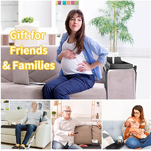 Piugeru Couch Cup Holder, Upgraded Magnetic Detachable Sofa Arm Tray, Pu Sofa Armrest Organizer With 1 Large Pocket And 2 Small Pockets, Portable Couch Drink Holder, Couch Caddy For Recliner #TOP4