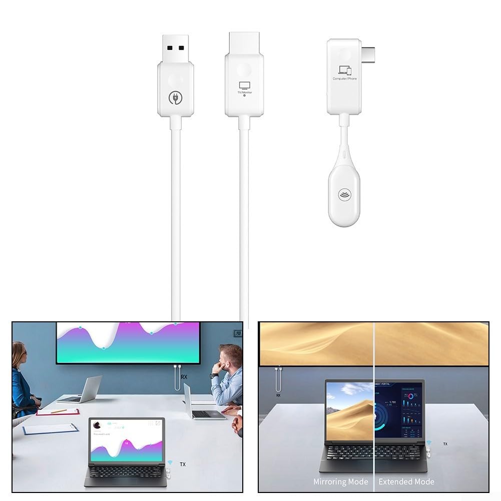 Bezprzewodowy ekran projekcyjny USB 1080P Full HD z odbiornikiem do kina domowego, prezentacji, 60 cm, biały