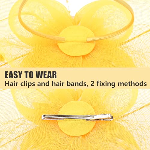 Image of DRESHOW Women Fascinator Hats Tea Party Hat Vintage Pillbox Hat Headband for Cocktail