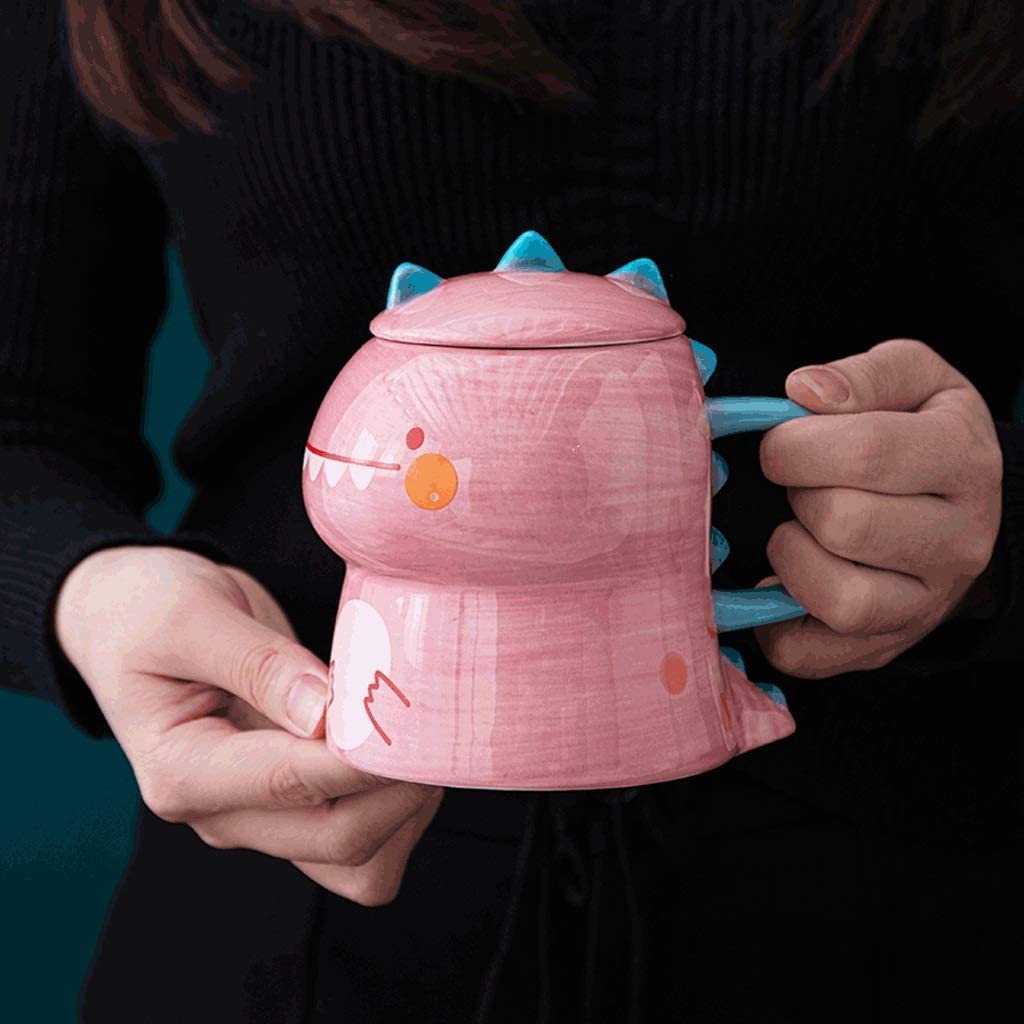 Taza de Té Taza de Café Taza De Café con Forma De Dinosaurio, Taza De Cerámica Bonita, Taza De Café Grande, Gran Regalo, Multifuncional Tazas Taza Cafe (Color : Light Pink, Size : 450ml)