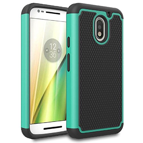 SOGA Compatible for Moto E3 Case, [Smart Defender Series] Shockproof Slim Hybrid Case for Motorola Moto E (3rd Generation) 2016 - Black Teal/Black