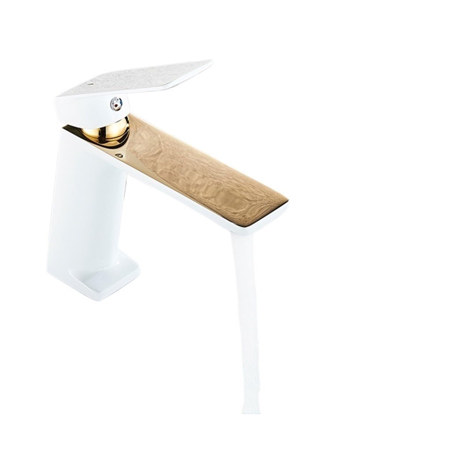 Robinet de lavabo blanc et or, mitigeur monotrou chic pour évier de salle de bain moderne