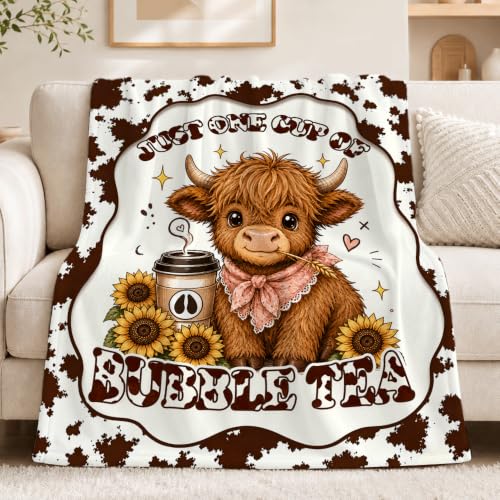Highland Cow Throw Blanket, Fuzzy Highland Cow Print Blanket Gift40"x50" - image 1